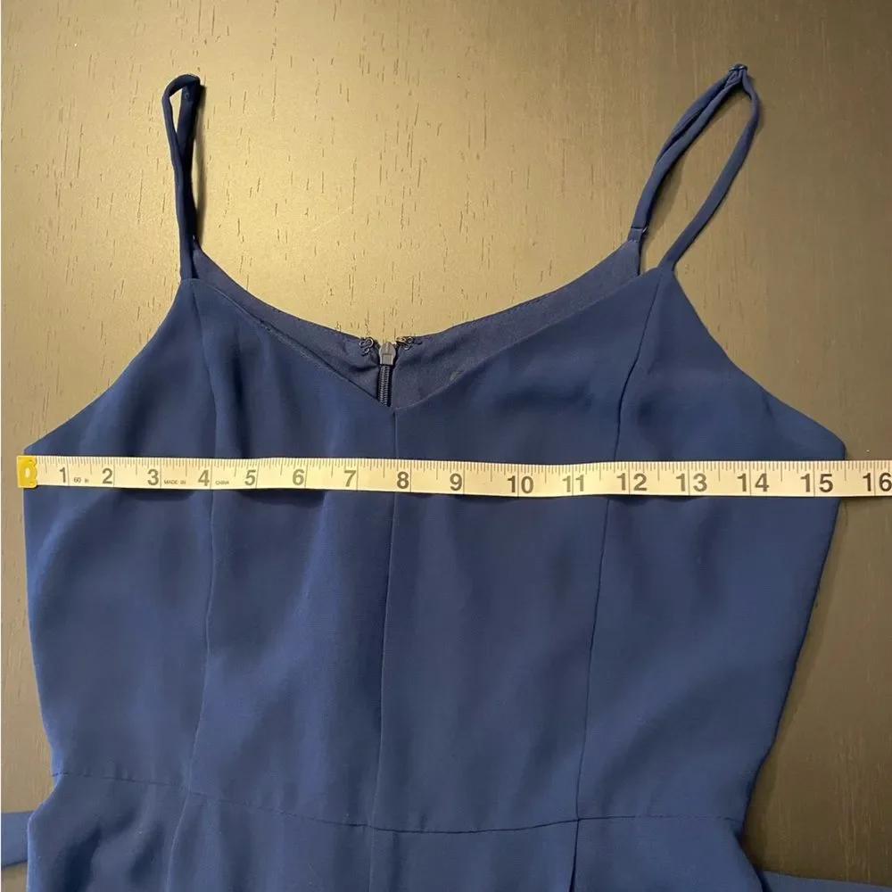 FORA Royal Navy Blue Belted Tie V Neck Romper Women’s Size S